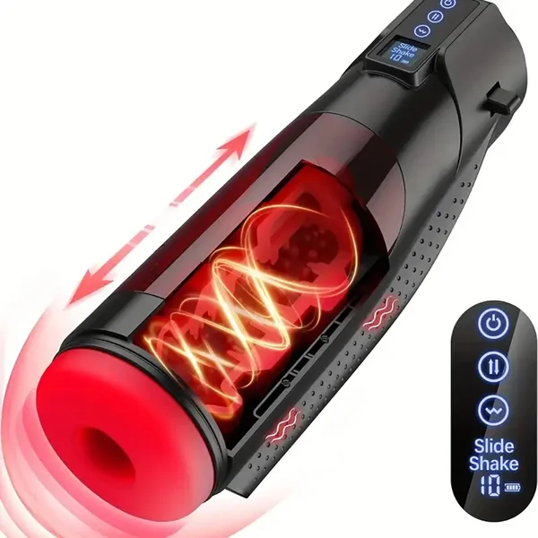 10 Vibrating 8 Thrusting LCD Display Adult Male Automatic Masturbator