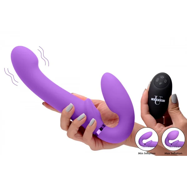 10X Remote Control Ergo-Fit Clit Pulse Inflatable and Vibrating Strapless Strap-on