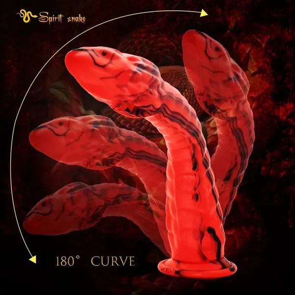 11.8in Cobra Silicone Large Thick Dildo Red Realistic Dildo For Advanced Player