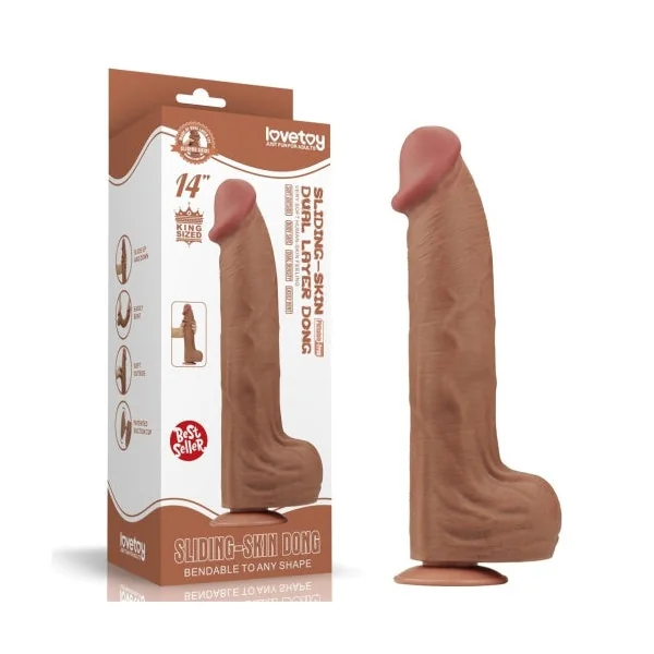 14" Realistic Dual-layer Sliding-skin Dildo