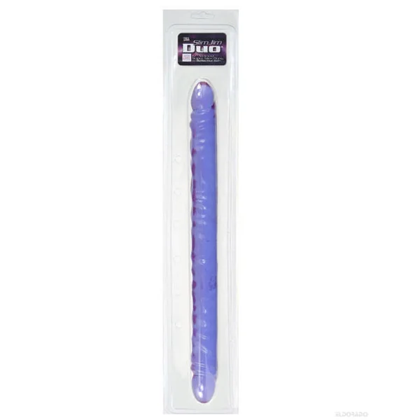 17" Slim Jim Duo Veined Super Slim Dong - Reflective Gel Purple