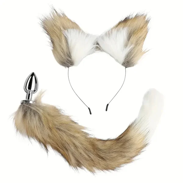 2 Set Sex Fox Tail Plug Butt Plug With Cat Ears For Women Men Beginner