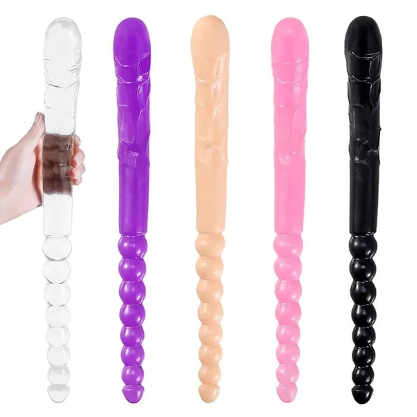 370mm Extra Long Soft Double Head Dildo Toy For Adult Flexible Jelly Vagina Anal Women Gay Lesbian Ended Dong Penis Artificial