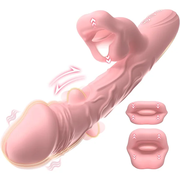 3 in 1 Rose Muncher Rabbit G Spot Vibrator with 6 Wiggling 7 Licking & 10 Vibrating Modes