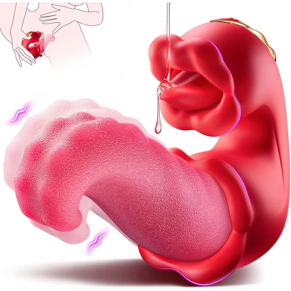 3 in 1 Tongue Thrusting Vibrators Dildo with 10 Licking Clitoral & Swing Mode