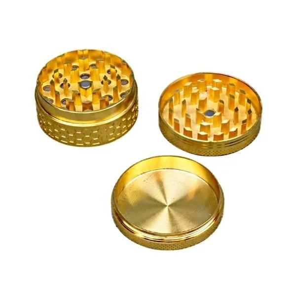 3 Part 50mm All Gold Grinder With Honey Design