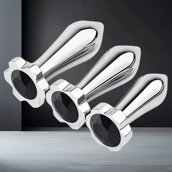 3pcs Anal Trainer Plum Blossom Shape Anal Toys Jeweled Metal Butt Plug