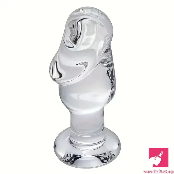 4.53in Clear Elegant Glass Crystal Dildo For Women Men With Base