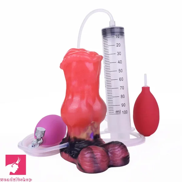 5.43in Fantasy Horse Knotted Silicone Flexible Inflatable Spraying Water Dildo