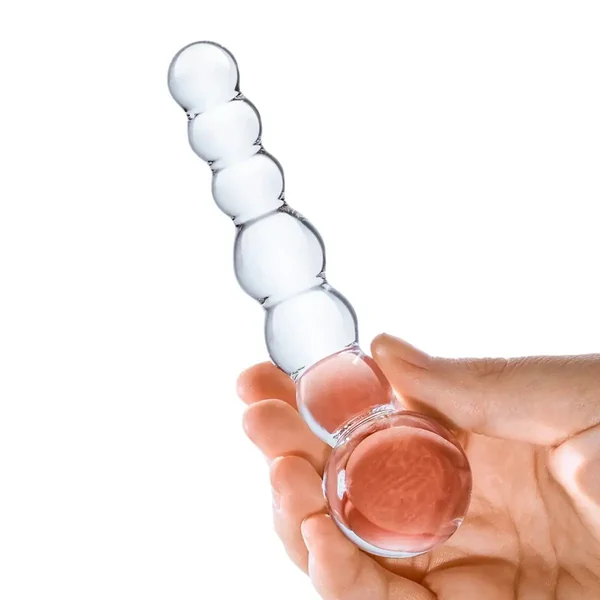 5" Curved Glass Beaded Dildo