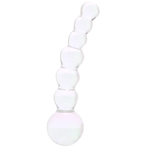 5 Inch Curved Glass Beaded Dildo