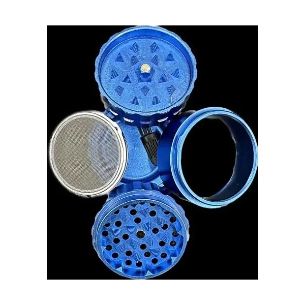 60mm Grinder 4 Piece Quarter Turn W/ Removable Screen Blue