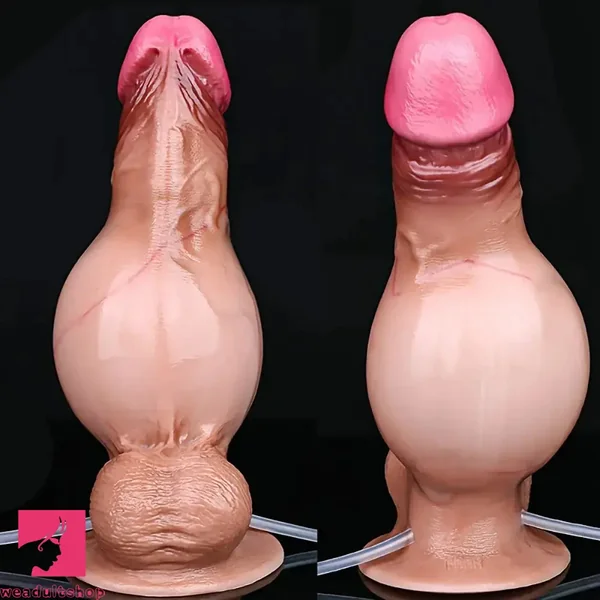 7.87in Flexible Silicone Inflatable Spray Ejaculating Soft Comfortable Dildo
