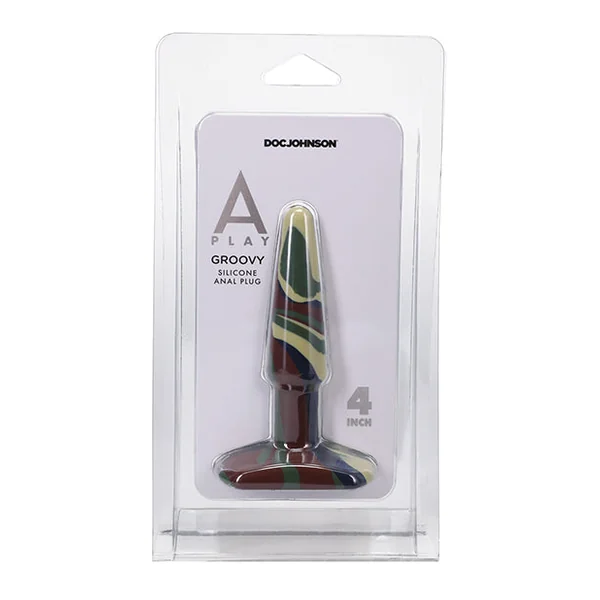A Play 4" Groovy Silicone Anal Plug - Camouflage
