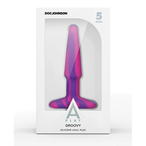 A Play 5" Groovy Silicone Anal Plug - Multicolor-yellow