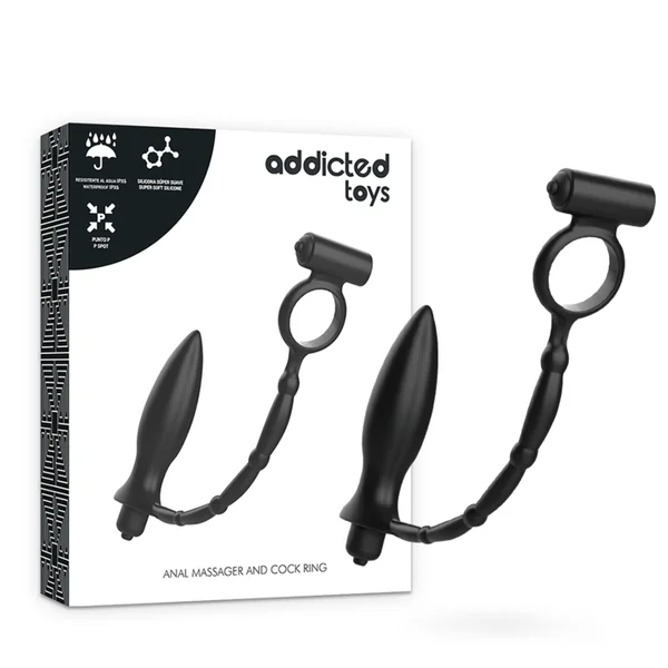 Addicted toys anal plug with cock ring anal massager vibrator sex toy for men