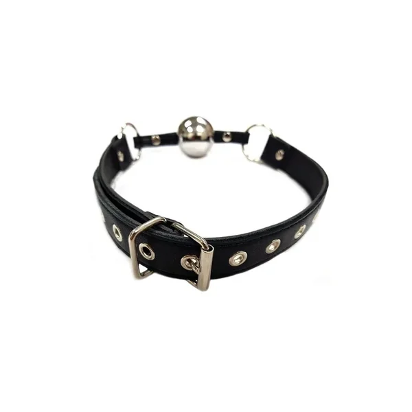 Adjustable Leather Adjustable Ball Gag with Stainless Steel Ball