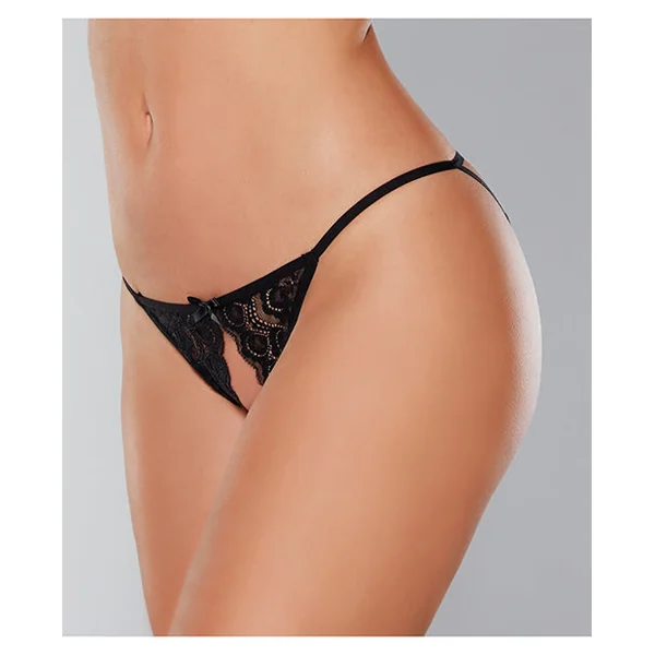 Adore Luv Web Strappy Open Front Panty Black O-s