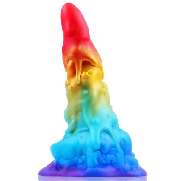 AIMITEX 7.48-inch Rainbow Ice Cream Liquid Silicone Fantasy Dildo Masturbation Massager