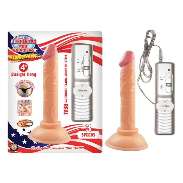 ALL AMERICAN MINI WHOPPERS 4IN STRAIGHT DONG FLESH VIB.