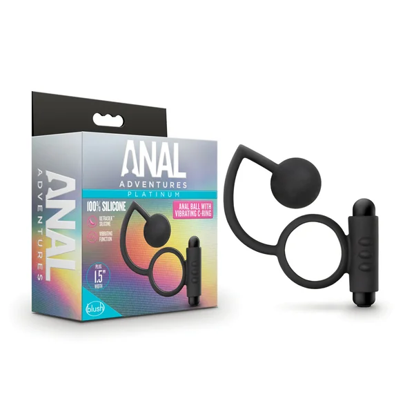 ANAL ADVENTURES PLATINUM SILICONE ANAL BALL W/ C RING BLACK