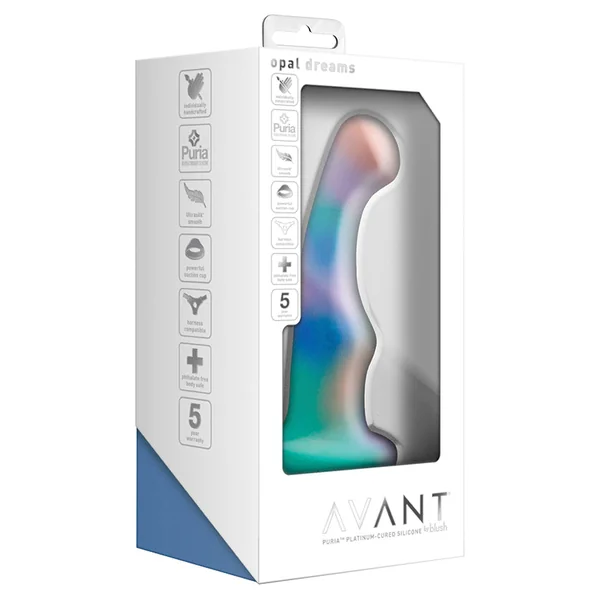 Avant Opal Dreams: Artisan 6 Inch Curved P-Spot / G-Spot Dildo with Suction Cup Base – Elegantly Made with Smooth Ultrasilk Purio Silicone