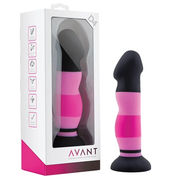 Avant Sexy in Pink D4: Artisan 8 Inch Curved G-Spot Dildo with Suction Cup Base - Elegantly Made with Smooth Ultrasilk Purio Silicone