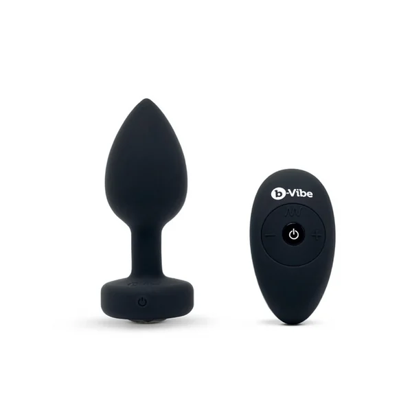 B VIBE VIBRATING JEWEL PLUG BLACK DIAMOND M/L (NET)