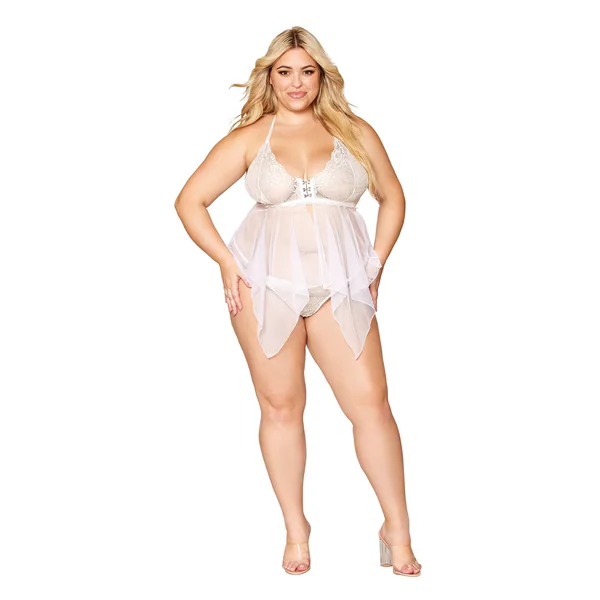 Babydoll and G-String - Queen Size - White