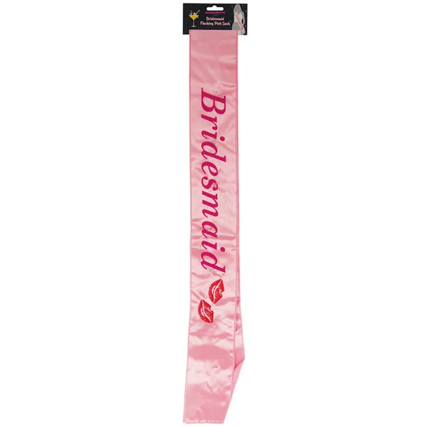 Bachelorette Bridesmaid Flashing Sash W-kisses - Pink