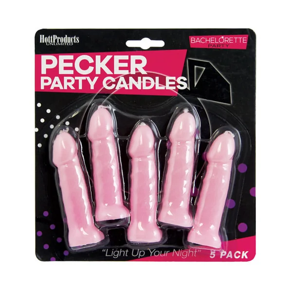 Bachelorette Party Pecker Party Candles - Pink Pack Of 5