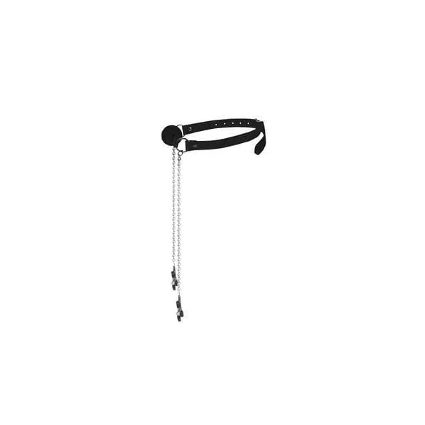 Ball Gag W - Nipple Clamps - Black