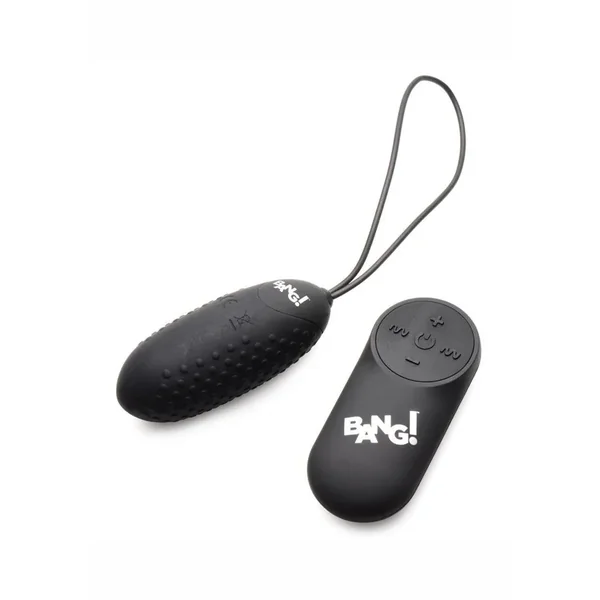 Bang! 28X Nubbed Rechargeable Silicone Egg with Remote Control – Black