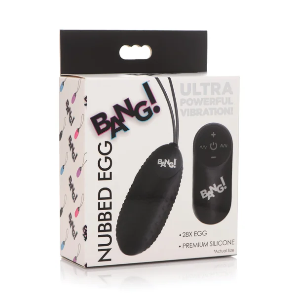 Bang! 28X Nubbed Silicone Egg w/Remote Control - Black