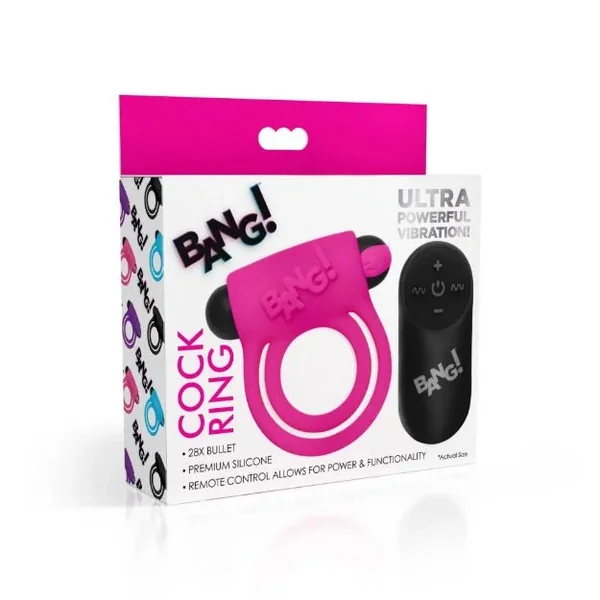 BANG! 28X Remote Control Vibrating Cock Ring & Bullet – Pink