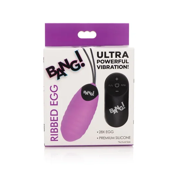 Bang! 28X Ribbed Silicone Egg – Purple