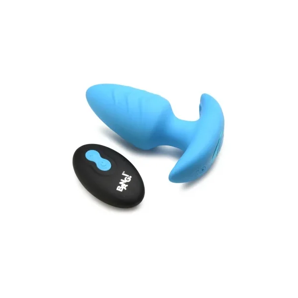 BANG! Rotating & Vibrating Silicone Butt Plug with Remote, Blue