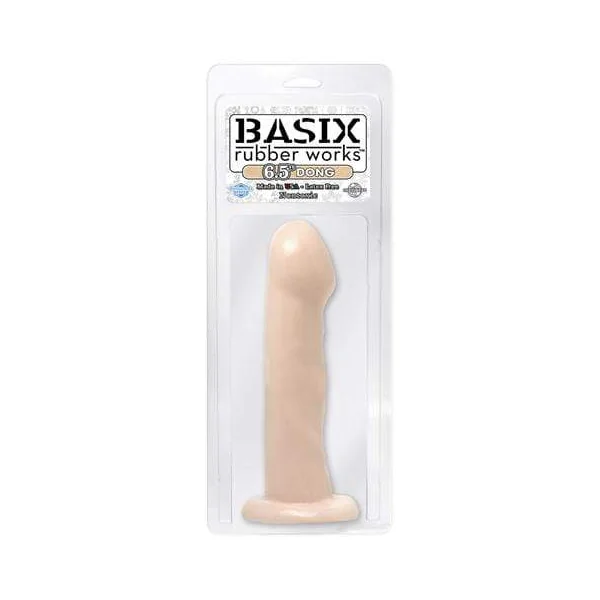 Basix Rubber Works - 6.5 Inch Dong With Suction Cup - Flesh