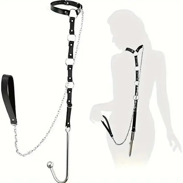 BDSM Bondage Kit Anal Hook Handcuffs Collar with Anal Trainer Ball Gag
