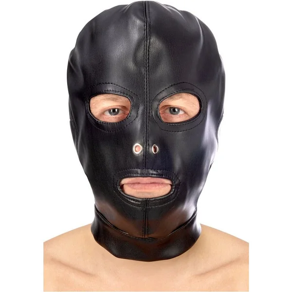 BDSM Mask - FetishTentation - Leatherette hood with open eyes and mouth