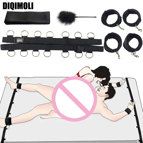 Bed BDSM Bondage Restraints Handcuffs Open Legs Sex Bondage Set Couples Fetish Sex Flirt Binding Limbs Slave Training Sex Toys
