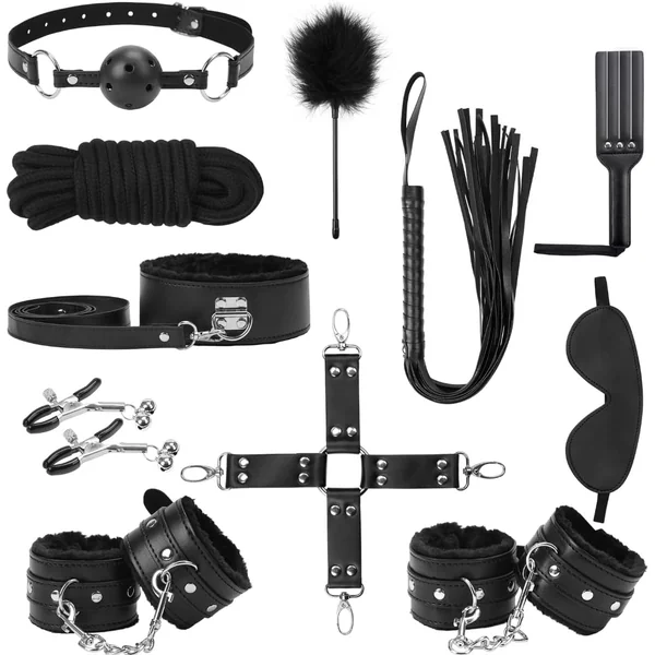 [Big Sale]11PCS BDSM Kit Sex Bondage Restraints Toys for Men Women and Couples Foreplay