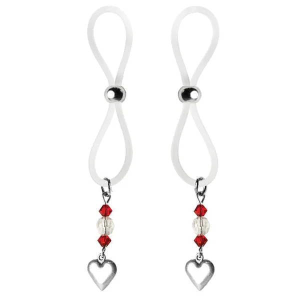 Bijoux De Nip Nipple Halos Heart Charm - Red-clear