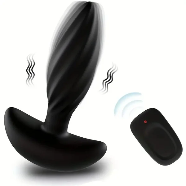 Black Anal Trainer With 16-vibration Butt Plug For Anus Vagina Stimulation