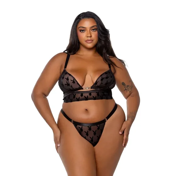 Black & Gold Playboy Bunny Charm Bralette Set