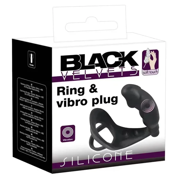 Black Velvets Cock Ring With Anal Plug by You2Toys