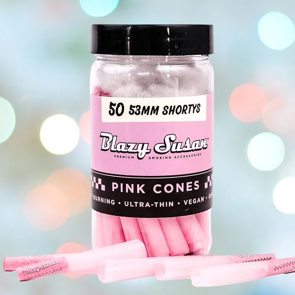 Blazy Susan Pink Vegan Cones 53mm - Shortys (50 Pre-Rolled Cones)