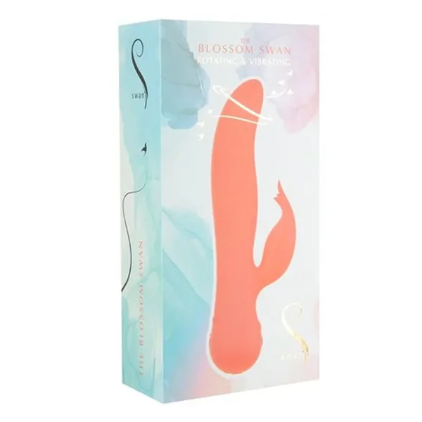 Blossom Swan Rechargeable Rabbit Vibrator, 21cm, Peach
