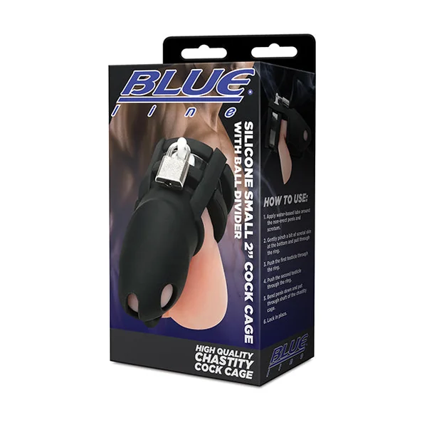 Blue Line 2" Silicone Cock Cage w/Ball Divider Small