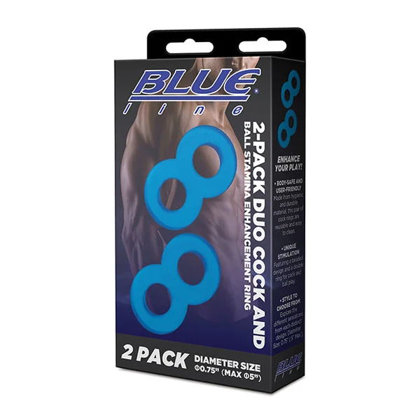 Blue Line C & B Dual Cock & Ball Stamina Enhancement Ring - Jelly Blue Pack Of 2